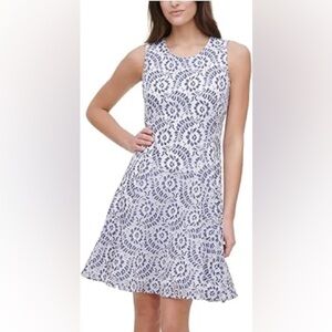 Tommy Hilfiger Women's Sleeveless Fit and Flare Dress scuba crepe bicolor block